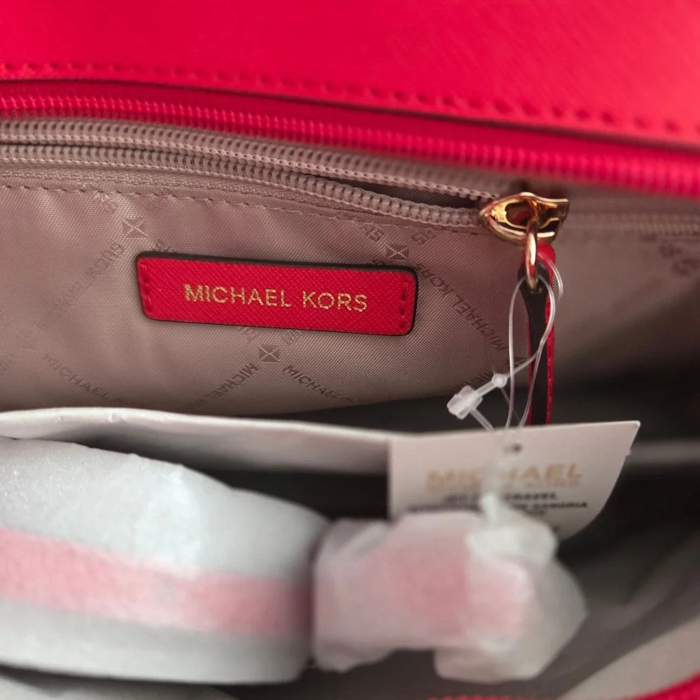 Michael Kors Jet Set Travel XS Carryall Tote Bag Red 35T9GTVT0L DK Sangria - Picture 5 of 9